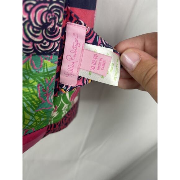LILLY PULITZER LIBBI DOWN VEST Reversible Pink Floral Girls XL (12-14) Patchwork - Picture 7 of 7